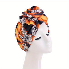Boho Print Ruffle Turban Cap Classic Ruched Flower Bonnet Head Wrap