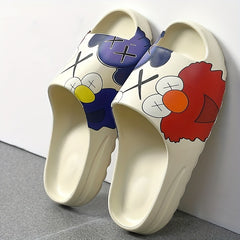 Men's Anime Print Non Slip Platform Slides Soft Sole Slipper for Indoor Outdoor