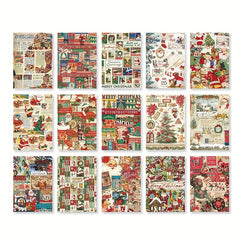 30 Pcs Christmas Paper Retro Decoration Collage 9.3x9.5In Notebook Journal