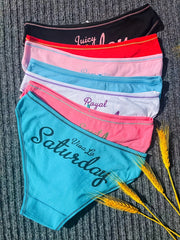 7 Pcs Letter Print Bow Tie Briefs Mid Rise Intimates Panties Women's Lingerie