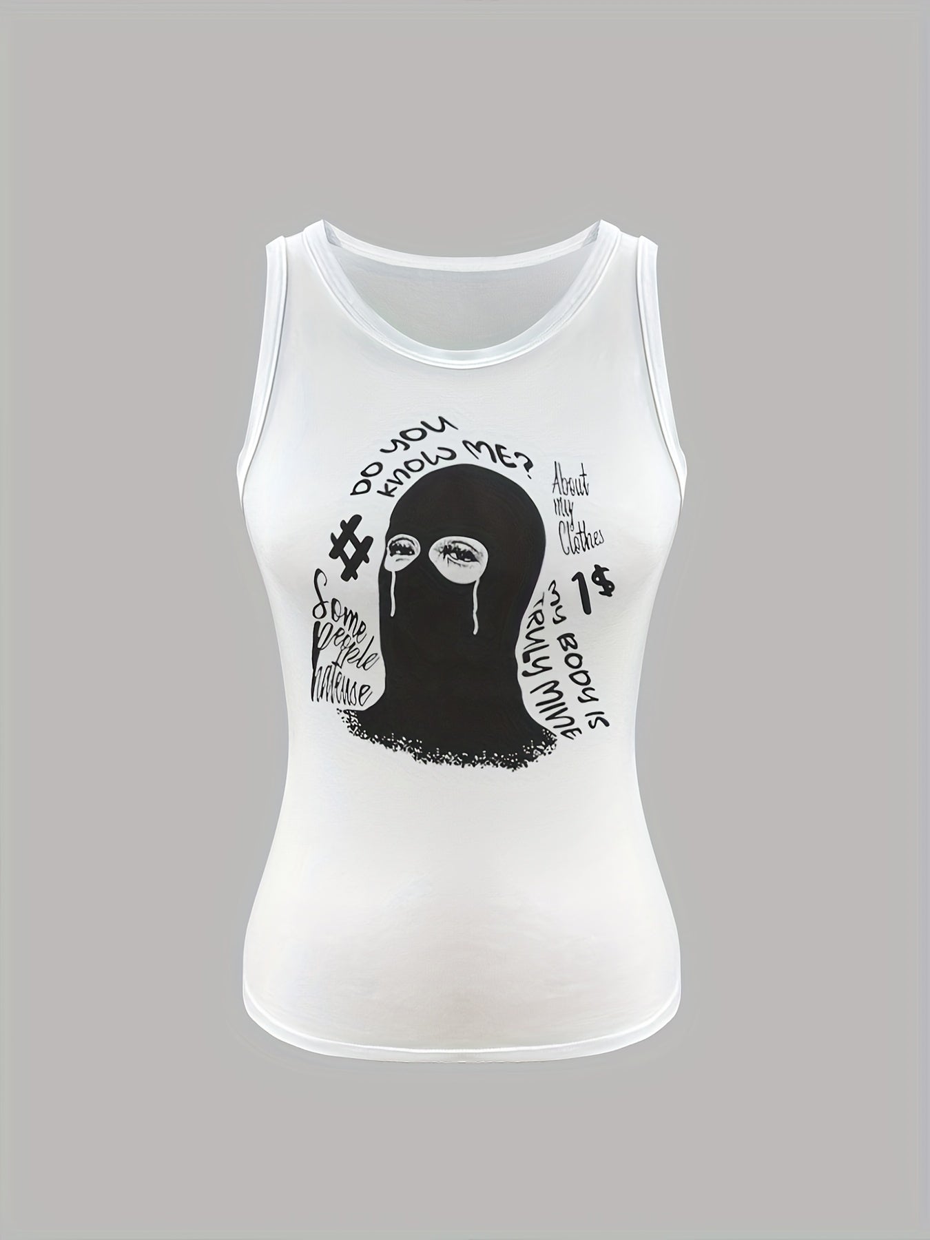 Graphic Print Crew Neck Tank Top for Women