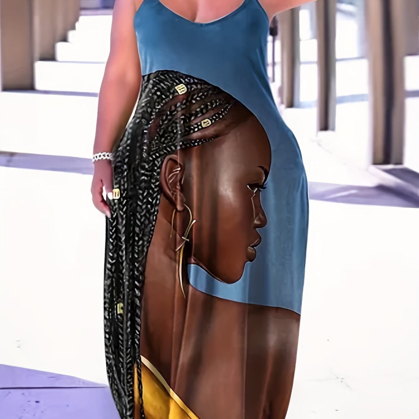 Figure Print Maxi Cami Dress