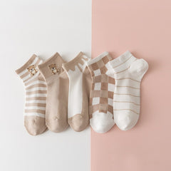 5 Pairs Pink Ankle Socks for Women