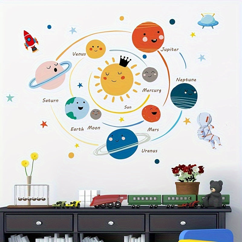Solar System Cartoon Stickers Waterproof Vinyl Wall Decoration