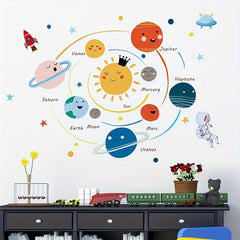 Solar System Cartoon Stickers Waterproof Vinyl Wall Decoration