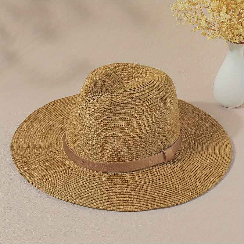 Straw Sun Hat Jazz Fedora Cap Unisex Beach Hats For Women Men
