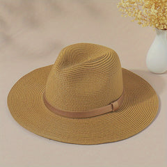 Straw Sun Hat Jazz Fedora Cap Unisex Beach Hats For Women Men
