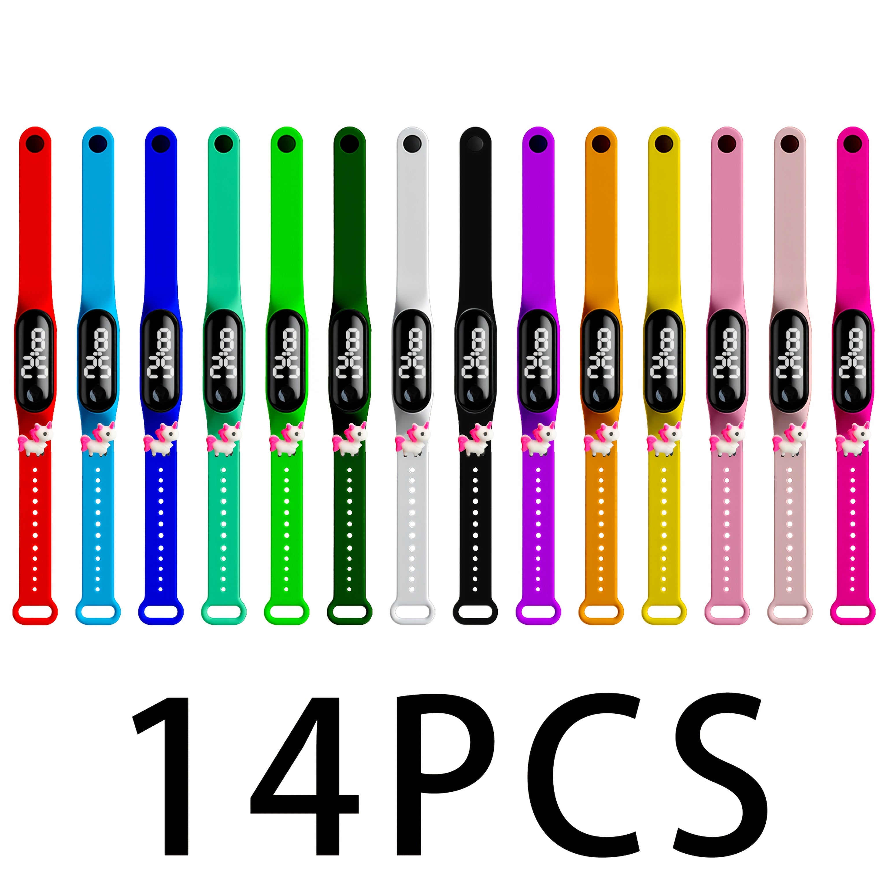 14pcs Unicorn LED Sports Watch PVC Strap Outdoor Gift Fitness Tracker