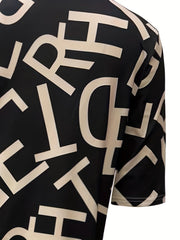 Random Print Short Sleeve Notched Neck Dress for Women