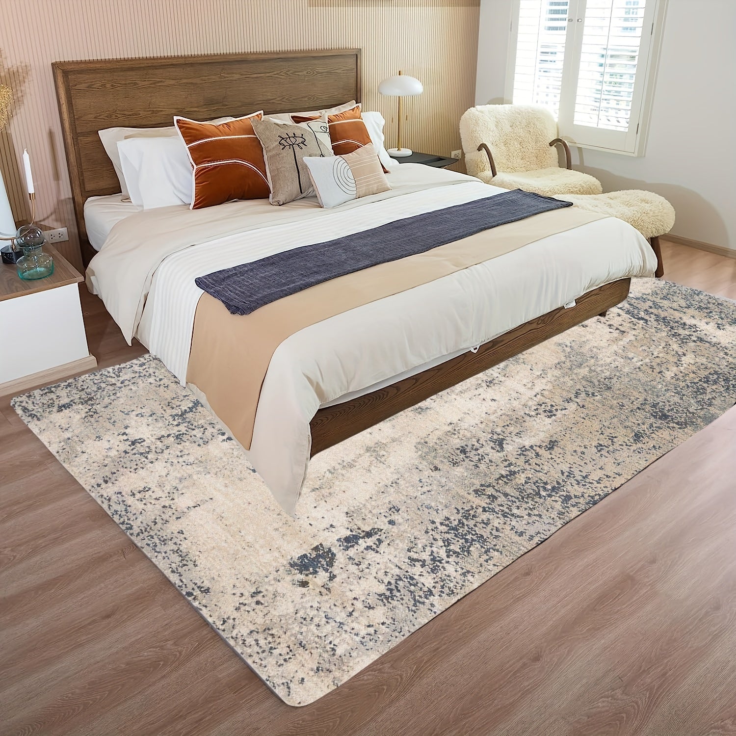 Boho Vintage Area Rug Soft Faux Sheepskin Floor Mat