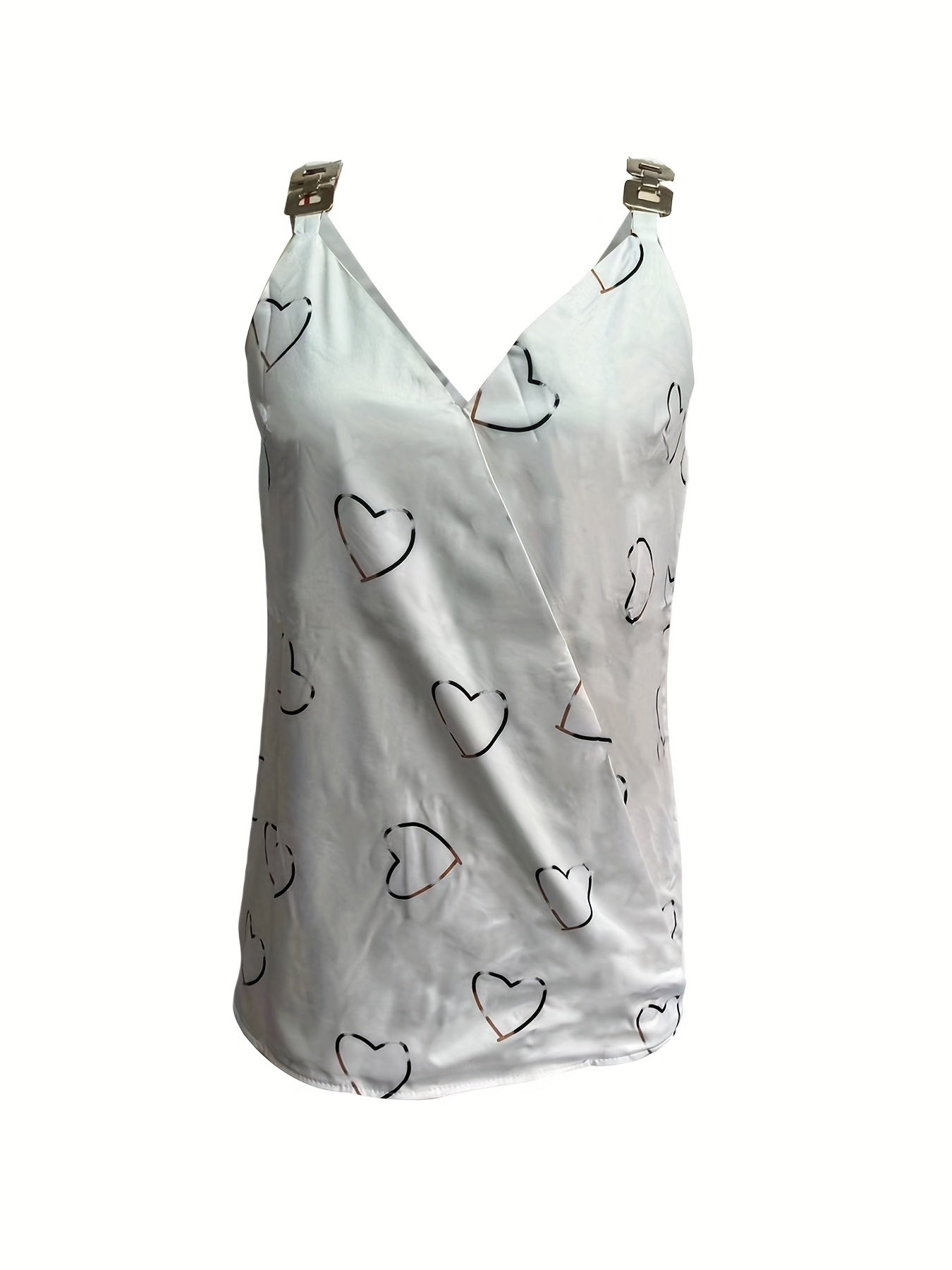 Colorful Print Chain V Neck Tank Top for Summer