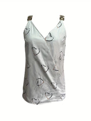 Colorful Print Chain V Neck Tank Top for Summer