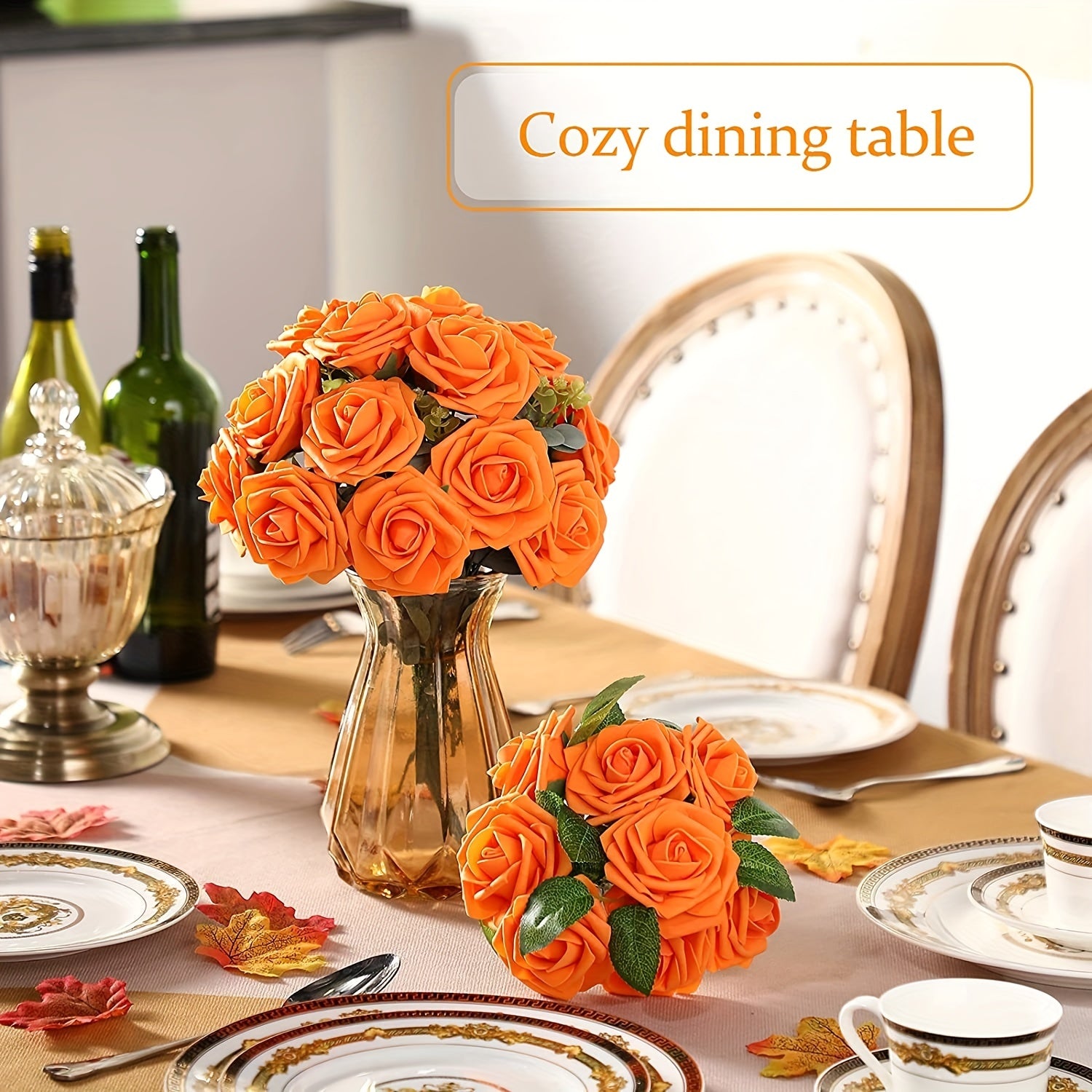 25pcs Vibrant Artificial Orange Roses for DIY Wedding Bouquets & Decor
