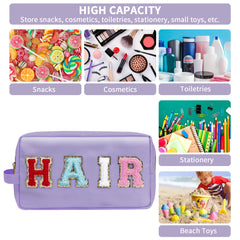 Preppy Makeup Bag Nylon Waterproof Toiletry Bag With Strap