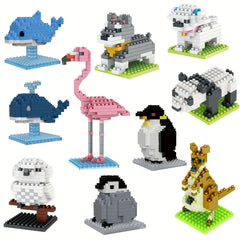 Animal Building Block Set: Whales, Dolphins, Penguins, Flamingos, Owls, Pandas