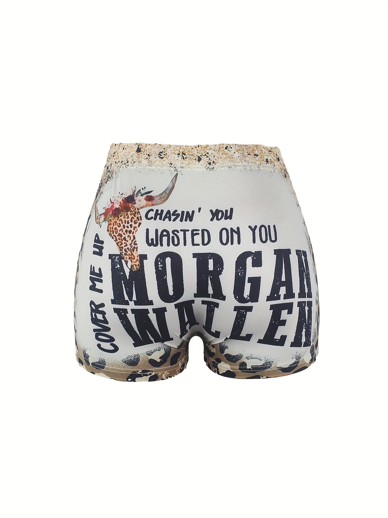 Leopard Print Skinny Shorts Casual Elastic Waist Women's Shorts