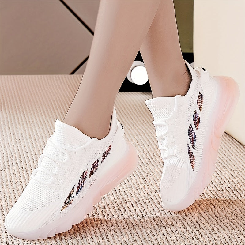 Women's Knitted Sports Shoes Lace Up Running Tennis Sneakers