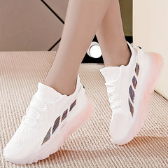 Women's Knitted Sports Shoes Lace Up Running Tennis Sneakers