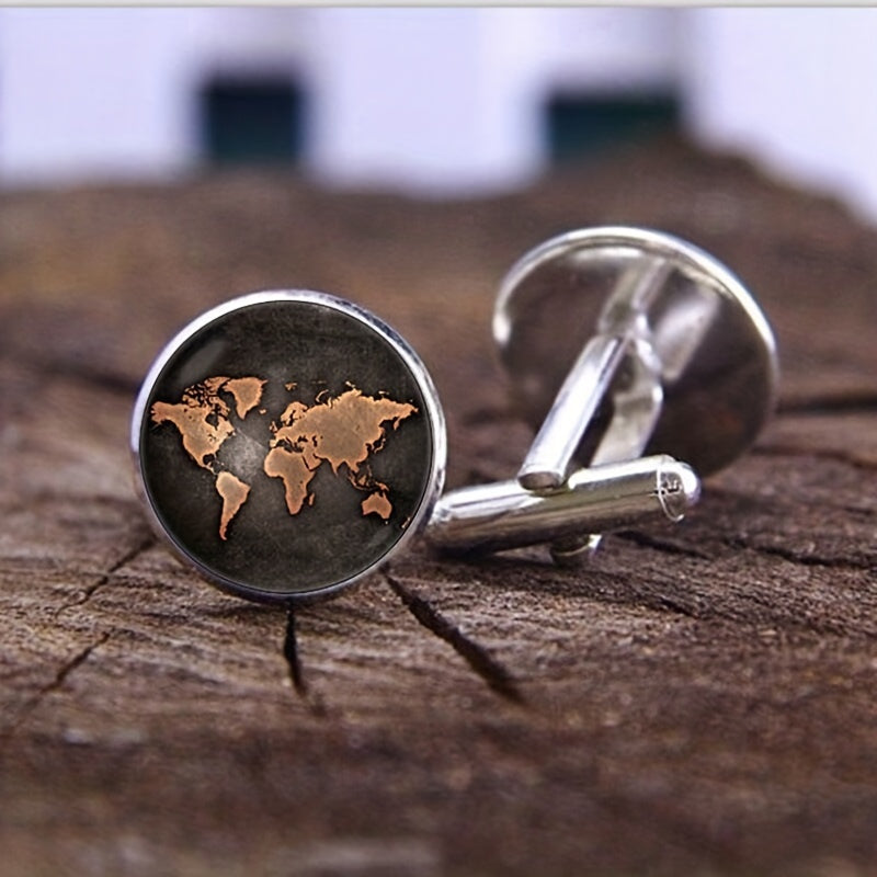 Crystal Glass Cufflinks Stainless Steel Sleeve Nails