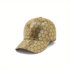 Honeycomb Patten Baseball Cap Golden Silvery Adjustable Dad Hats