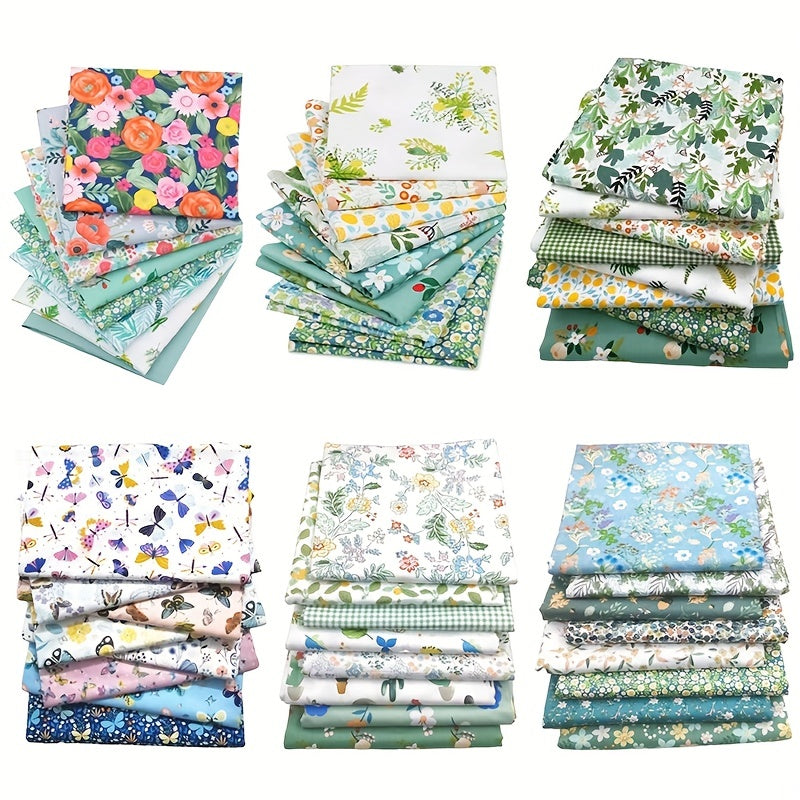 8pcs Floral Pattern Twill Cotton Fabric for DIY Sewing Crafting