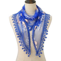 Colorful Tassel Lace Triangle Veil Head Covering Chapel Veil Latin Scarf