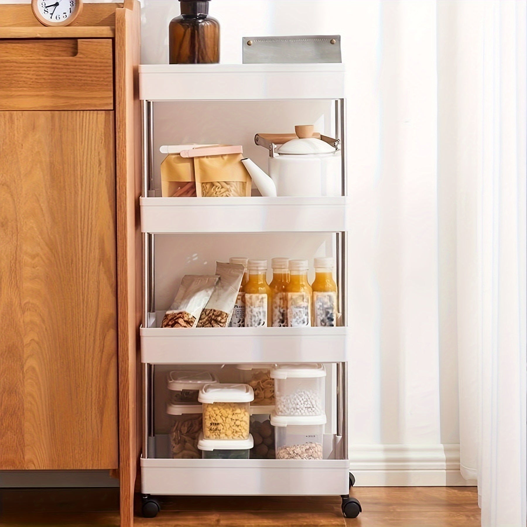4-Tier Rolling Cart Slim Organizer Space Saving Room Decor