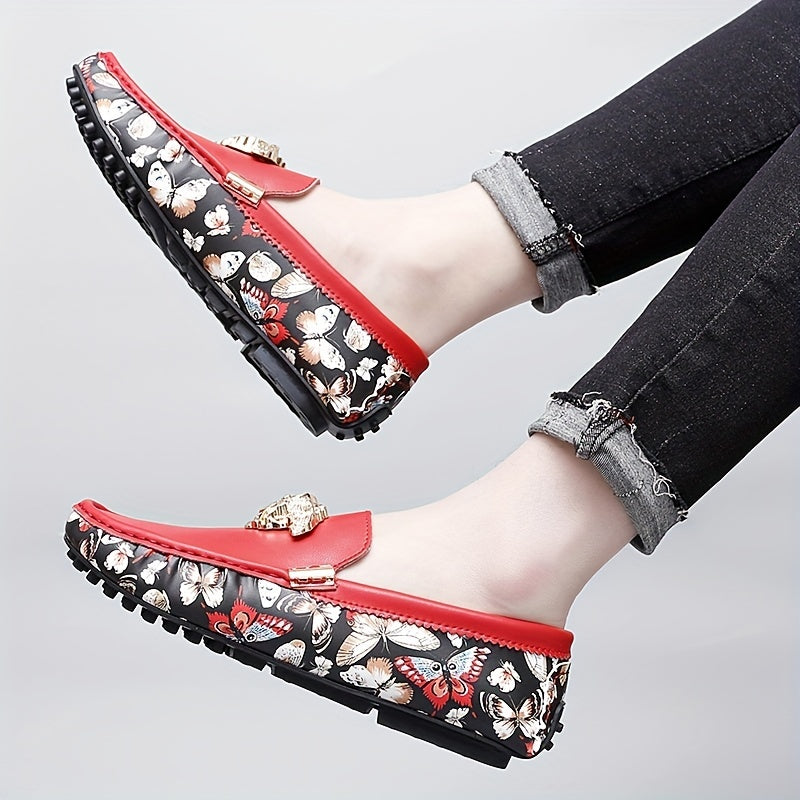 Men's Floral Print Slip On Loafers Smart Casual Dress Up Shoes