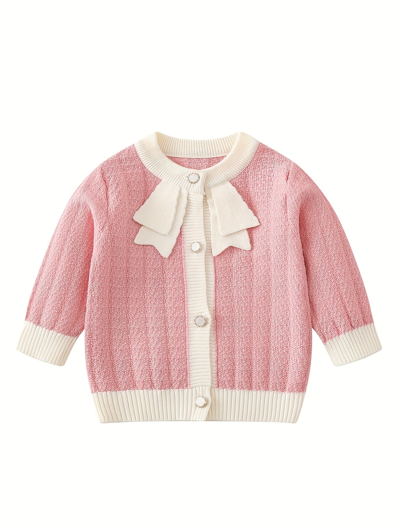 Baby Girls Button Round Neck Sweater Cardigan for Spring Autumn