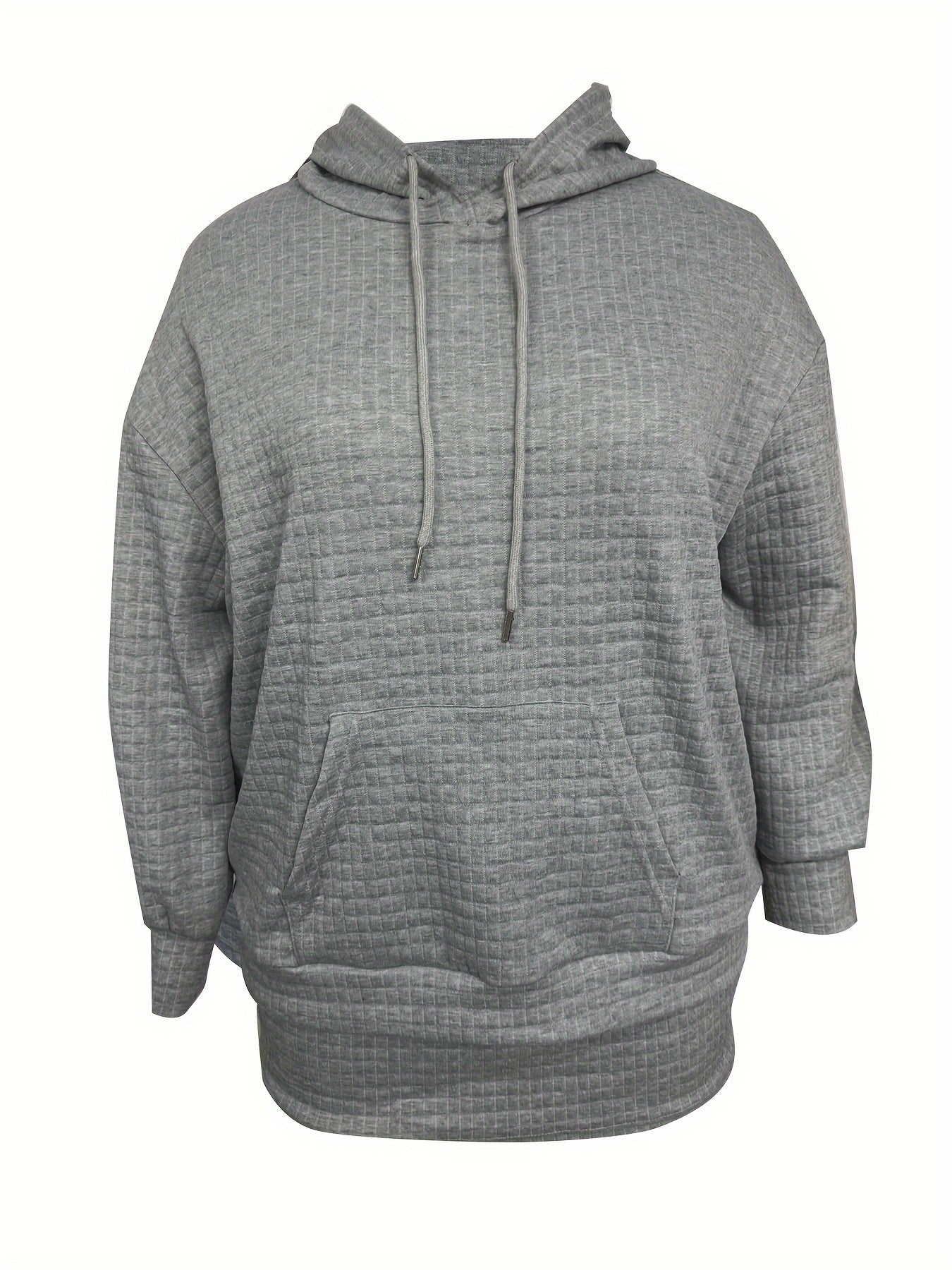 Solid Textured Hooded Sweatshirt & Mini Skirt Outfits Set