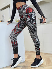 High Waisted Digital Print Leggings with Stripe Detail