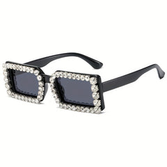 Y2K Rhinestone Rectangle Sunglasses for Women