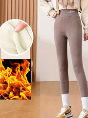 Plush Lined Thermal Pants Soft & Comfy Slim Elastic Tights