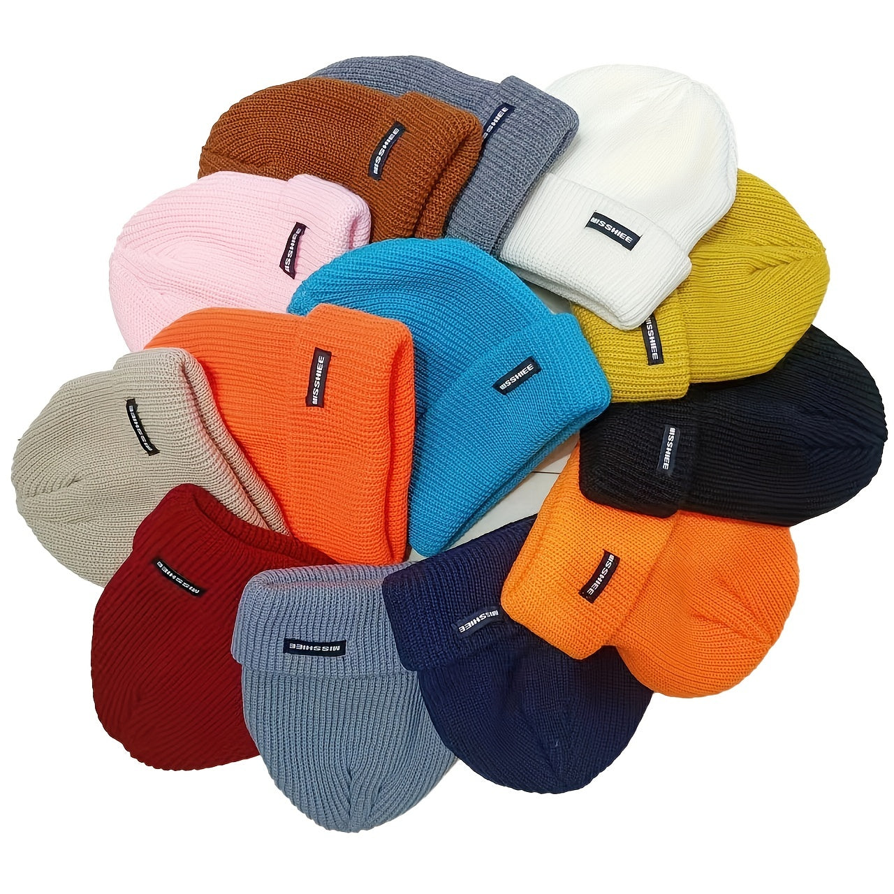Label Patch Candy Beanie Coldproof Knit Hat
