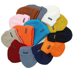 Label Patch Candy Beanie Coldproof Knit Hat