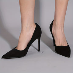 Solid Stiletto Heels Pointed Toe Suede Pumps Dress Heels