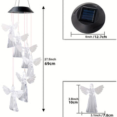 Solar Angel Wind Chime with LED Light for Home and Garden Decor