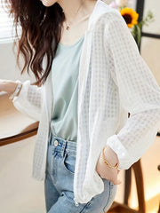 Plaid Print Open Front Top Zip Coat Spring Summer Women's Clothing