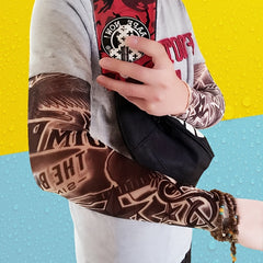 5pcs Tattoo Arm Sleeves UV Protection Ice Silk Sleeves for Outdoor Sports