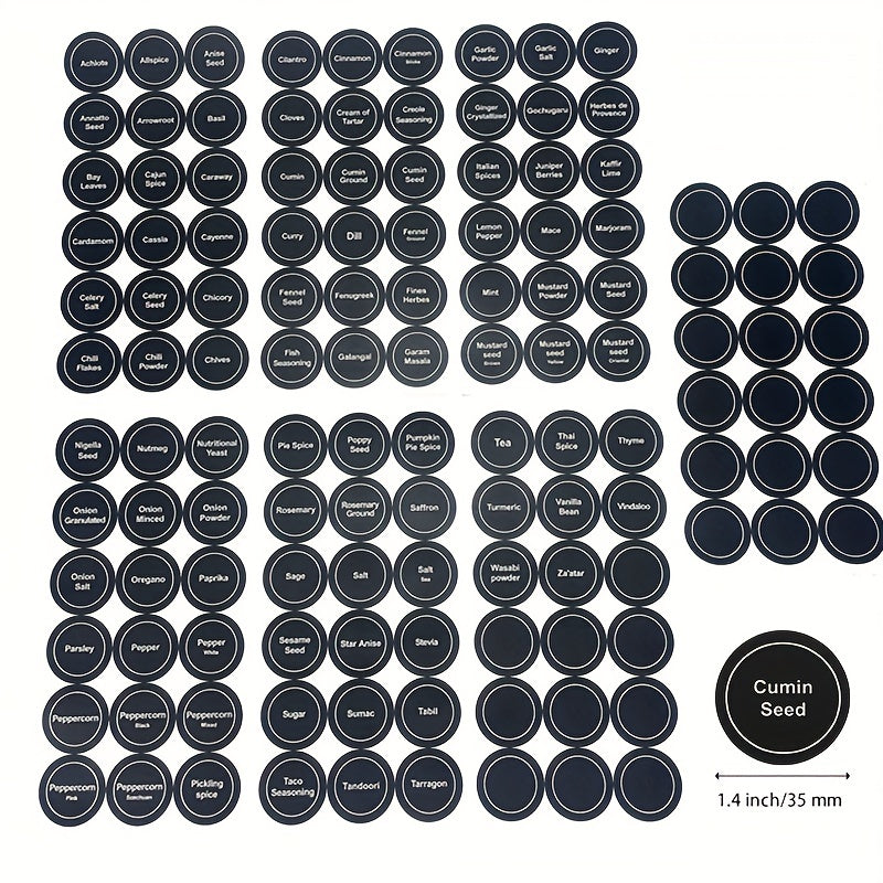 126pcs Round Spice Jar Labels Waterproof for Kitchen Storage & Organization