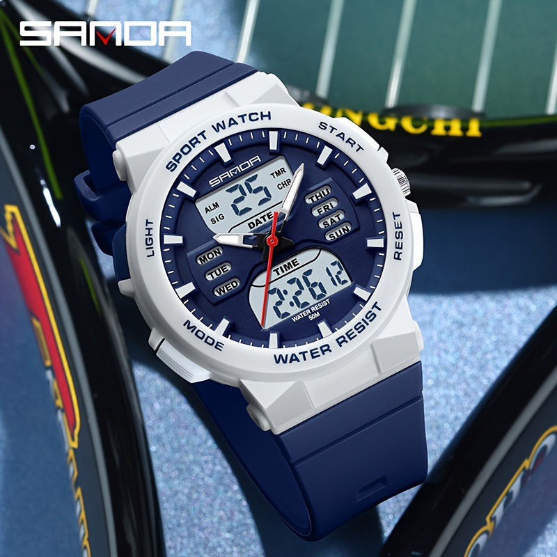 SANDA Unisex Sports Watch Dual Display Night Light