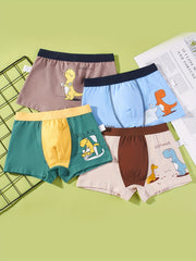 4pcs Boys Dinosaur Boxer Briefs Soft Breathable Underwear