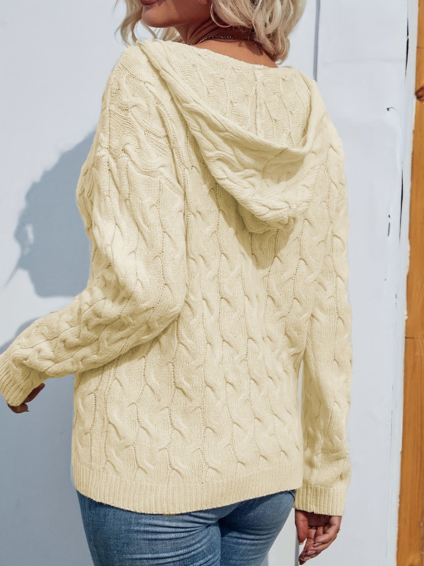 Casual Jacquard Hooded Jumper Medium Stretch