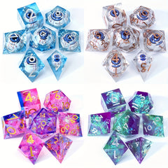 Dragon Eye Resin Dice Set 7pcs Polyhedral Dice Halloween Decoration