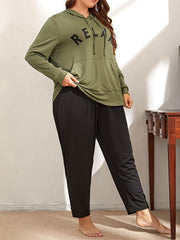 Women's Letter Print Hoodie & Pants Loungewear Set