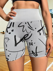 Printed High Waistband Sports Shorts Women's Activewear