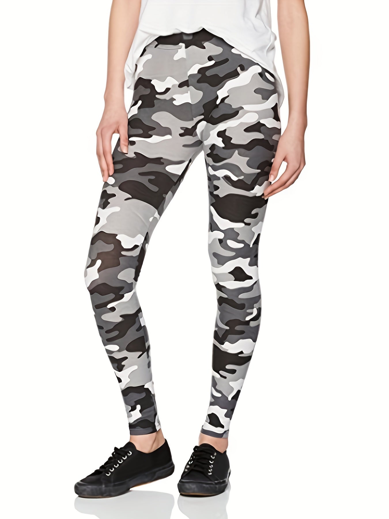 Camo Print High Waist Skinny Leggings Casual Every Stretchy Leggings