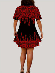 Gothic Outfits Set Women's Plus Skull Print Top & Leggings 2 Piece Set
