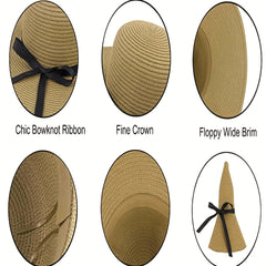 Wide Brim UV Protection Straw Sun Hat for Women