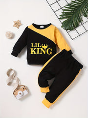 Baby Boys LIL KING Sweatshirt & Pants Set Kids Casual Clothes